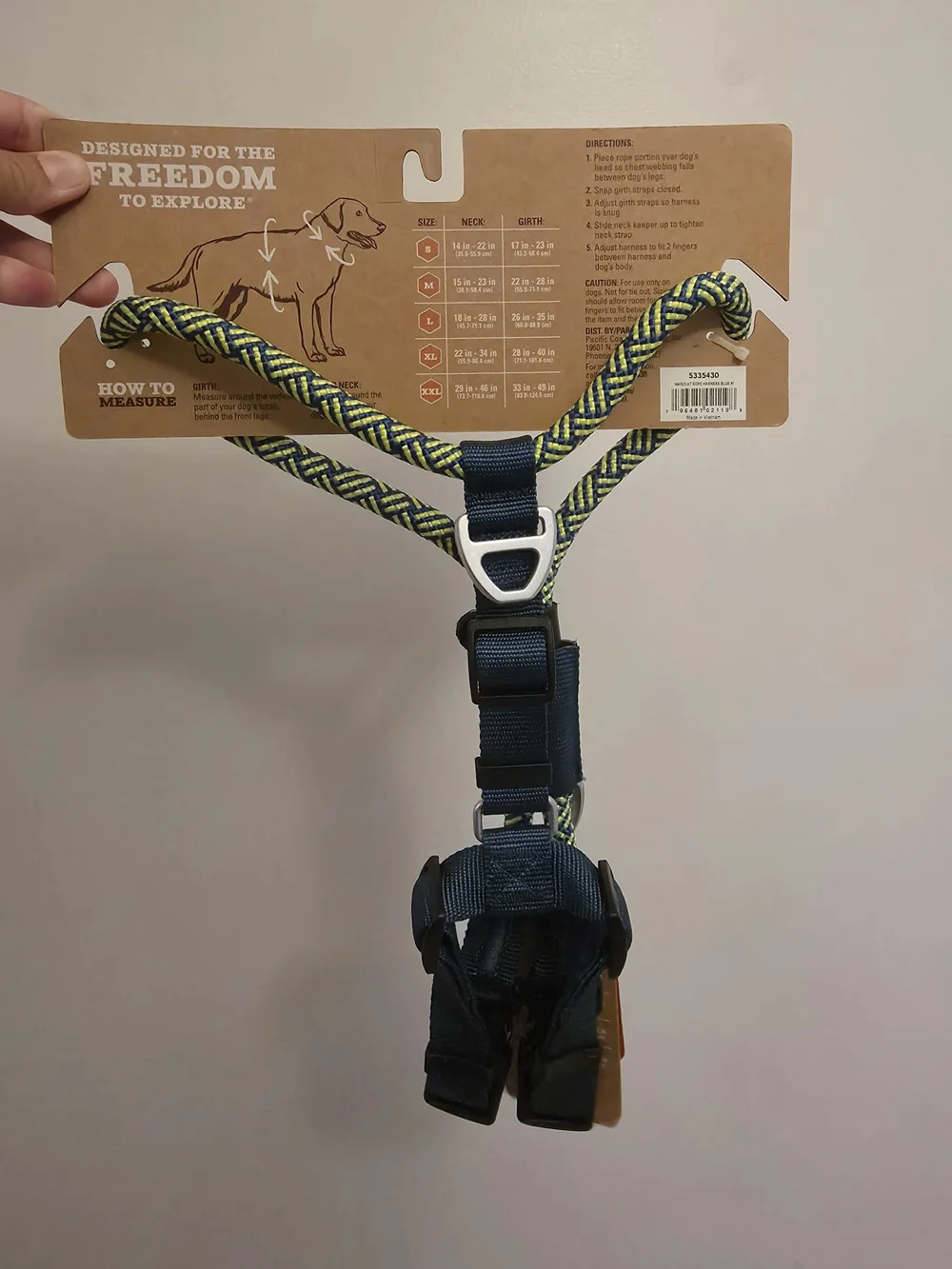 Arcadia Trail Rope Dog Harness - Blue with Neon Yellow Accents (Medium)
